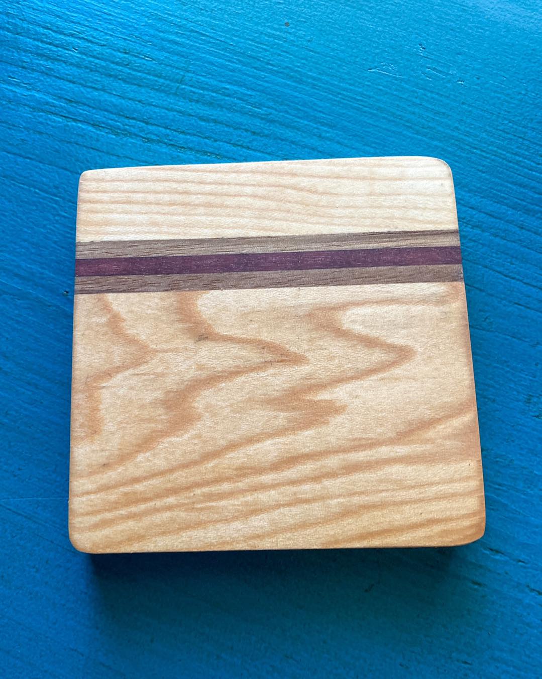 Wooden Coaster - Three Species With Narrow Offset Lines