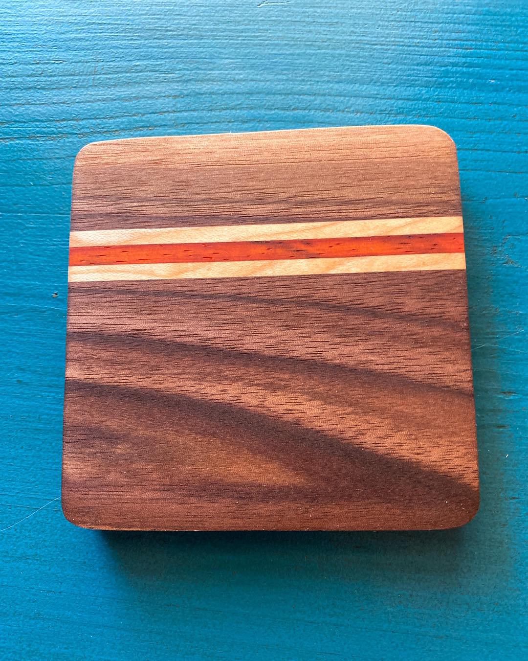 Wooden Coaster - Three Species With Narrow Offset Lines